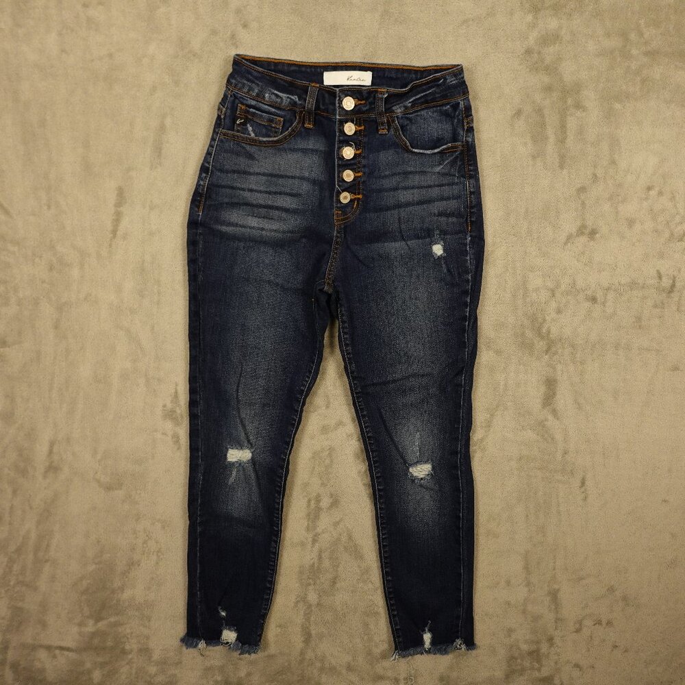 KanCan Karlee High Rise Ankle Skinny Jeans Women’s 5/26 Distressed Dark Wash